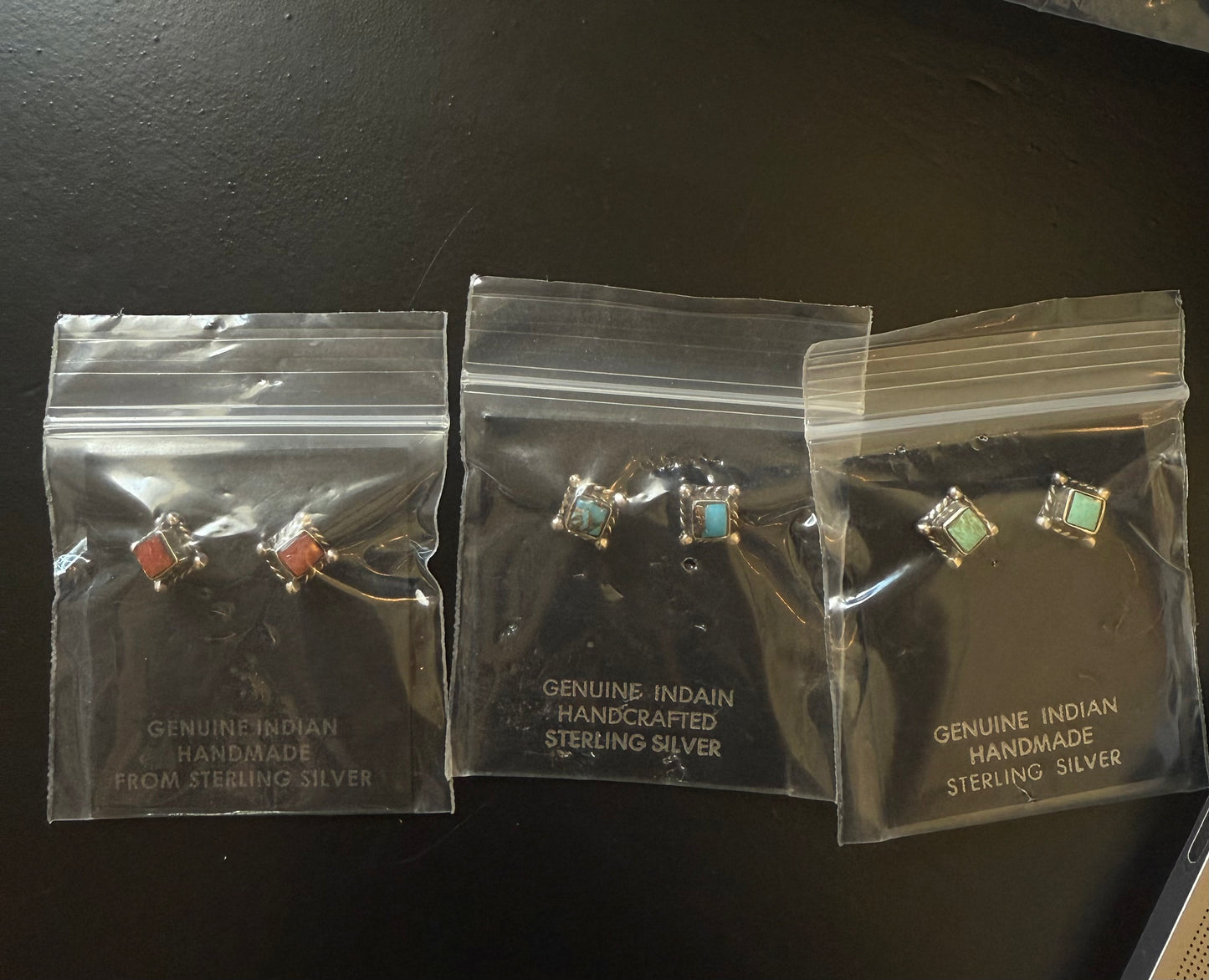 Sterling Silver Stud w/ Inlay Gemstones